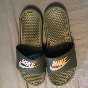 Nike Black and Rose Gold Slides size 11 Women